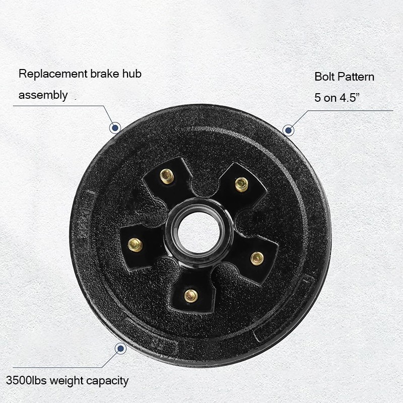 Electric Trailer Brake 10" x 2-1/4" & 5 on 4.5" Hub Drum Kit for 3500 lbs