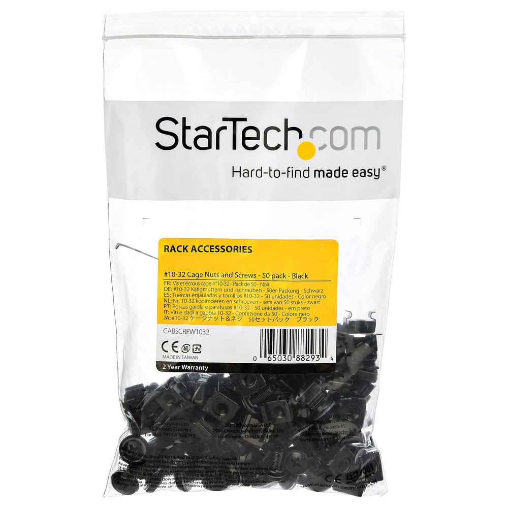 StarTech 10-32 Server Rack Screws and Cage Nuts 50 pk