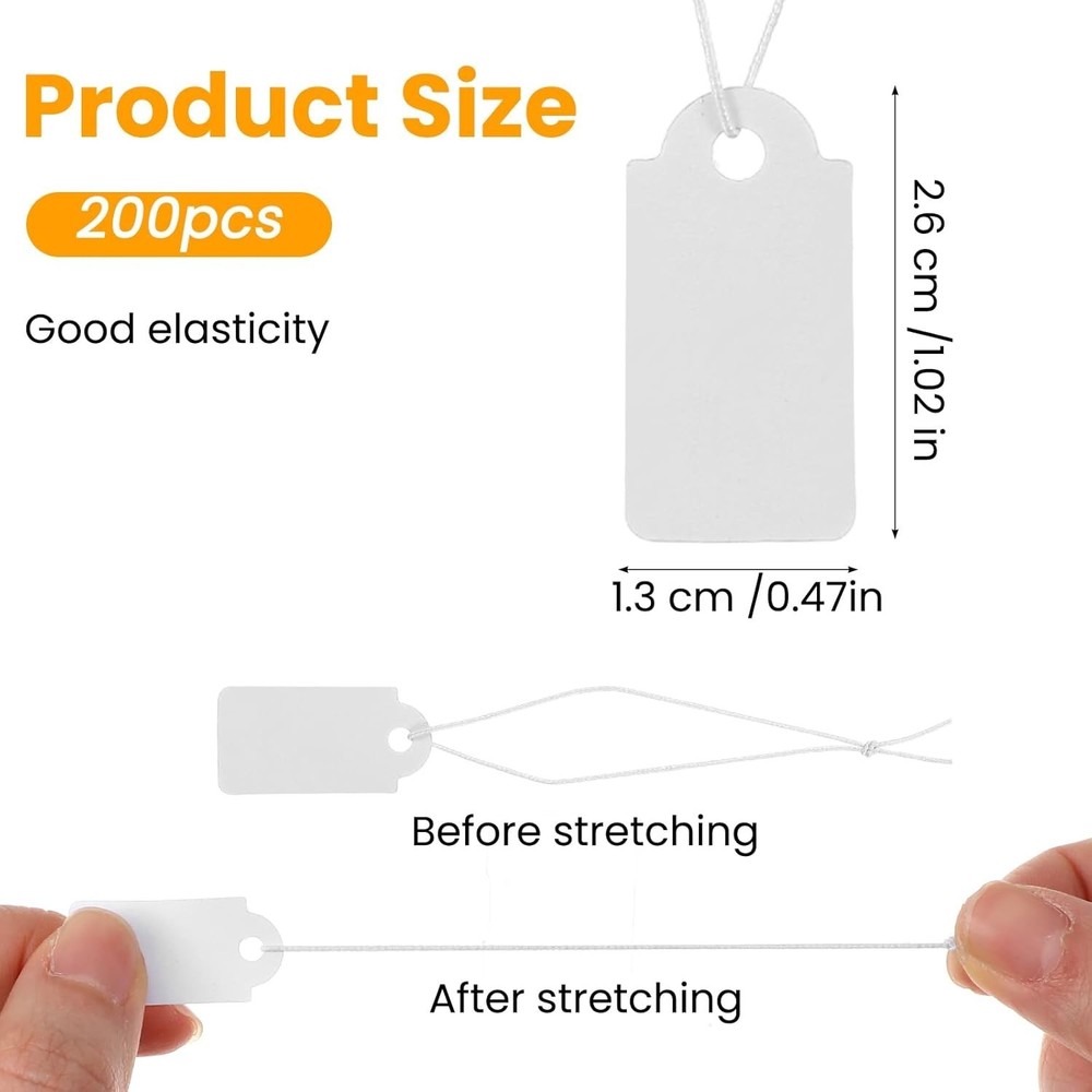 Writable Blank Price Tags with Elastic String – 200 Pcs for Organizing Needs