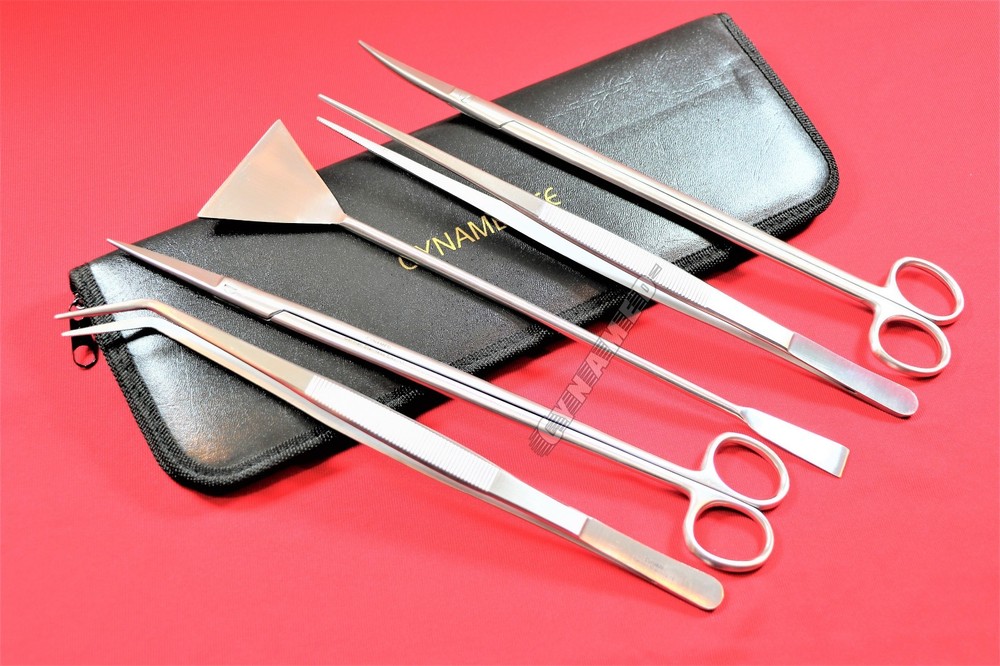 GERMAN FISH AQUARIUM CLEANING KIT STAINLESS 5PCS WITH POUCH BASIC TOOLS