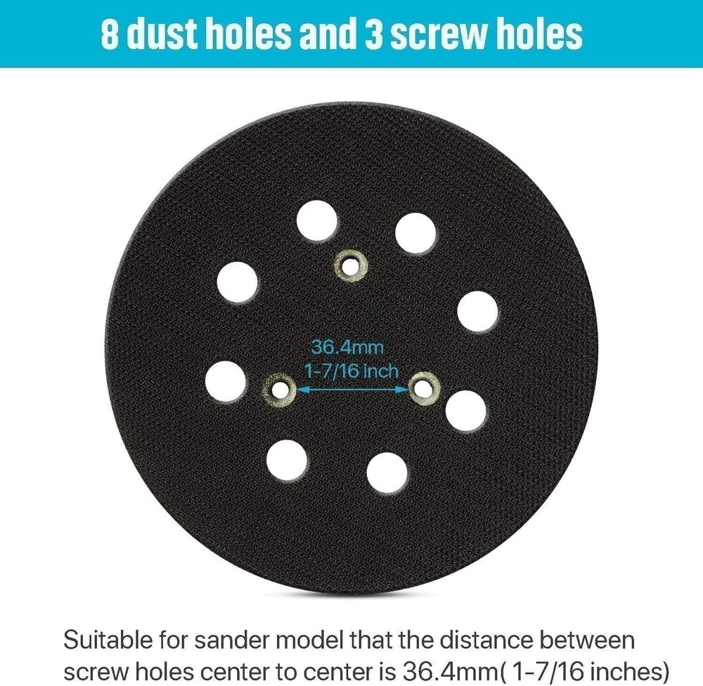 2x 5inch Orbital Sander Replacement Pad Hook Loop for Dewalt/Makita/Porter Cable