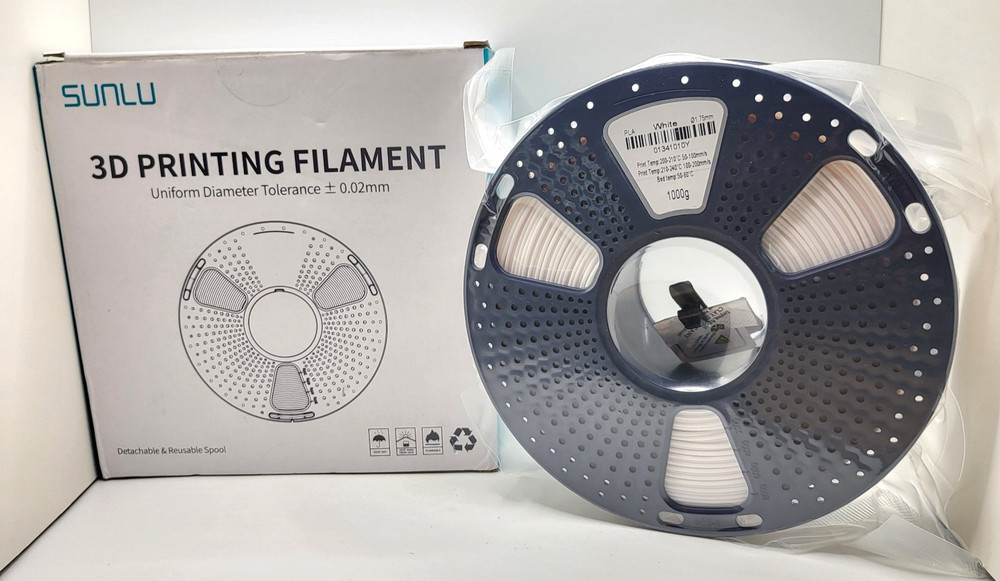 SUNLU 3D Printer Filament PLA 1.75mm WHITE 1kg