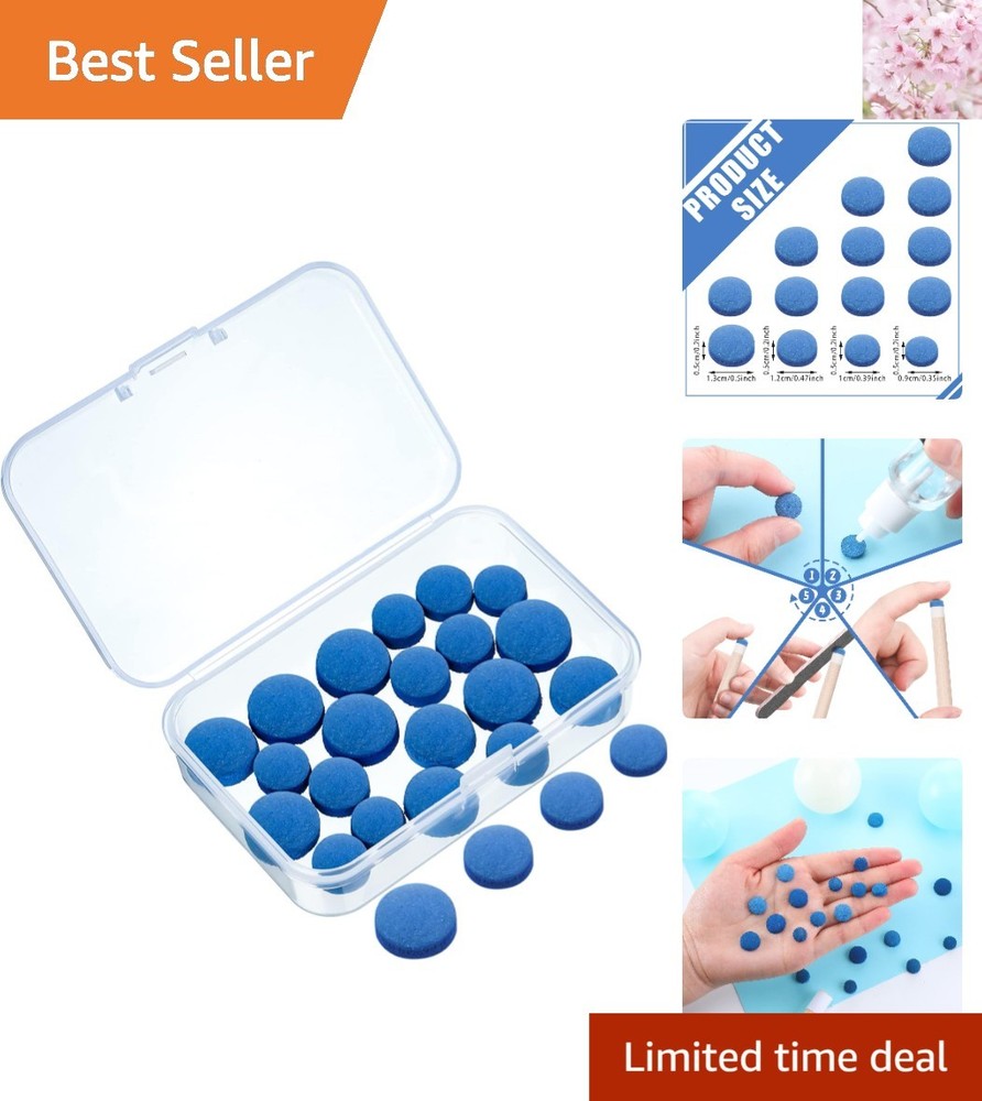 20-Piece Billiard Pool Cue Tips Replacement Kit with Storage Box, Sizes 9-13mm