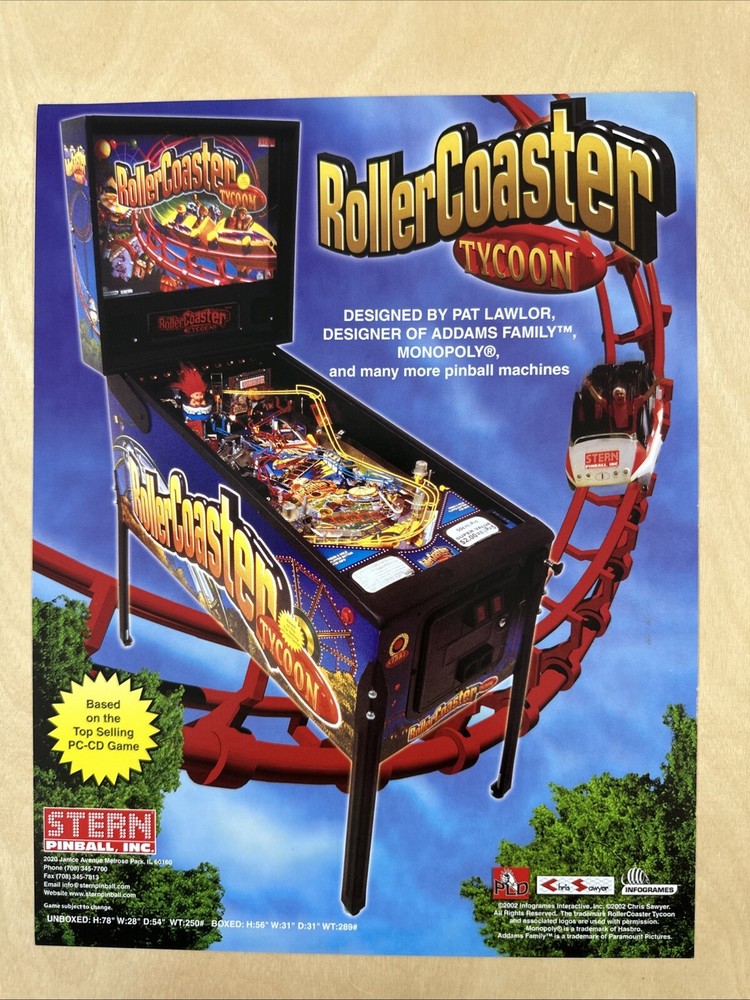 Stern Roller Coaster Tycoon Pinball Flyer