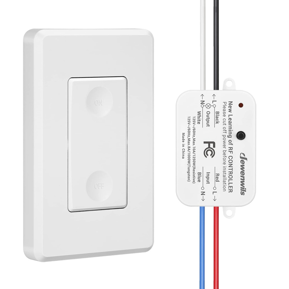 Wireless Light Switch and Receiver Kit, No In-Wall Wiring Required,Remote Contro