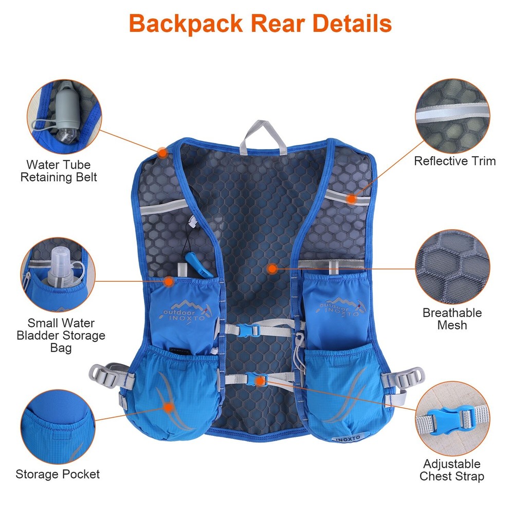 Sport Hydration Vest Running Backpack Storage Bagwith Water Bladder Adjustable