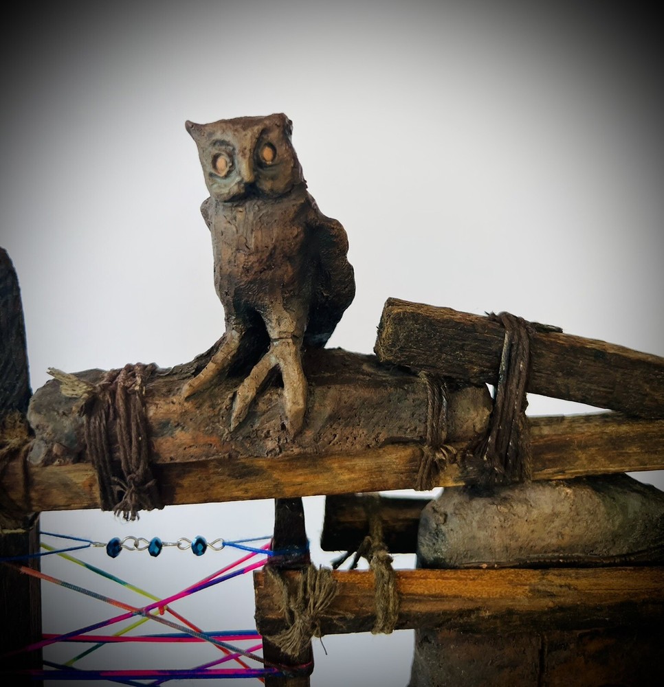 DECOR SCULPTURE CERAMIC OWL HAND MADE