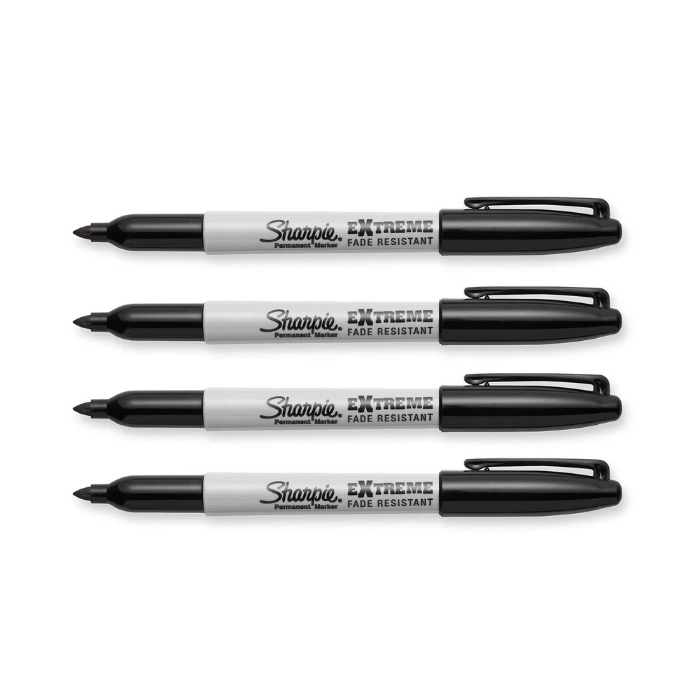 Sharpie Extreme Permanent Markers, Fine Point, Black, 4-Pack