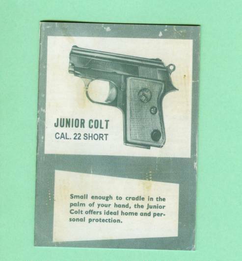Colt Model Junior .22 Short Owners Manual Reproduction