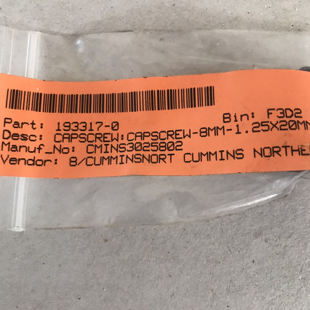 Cummins Cap SCREW,HEXAGON HEAD 3025802