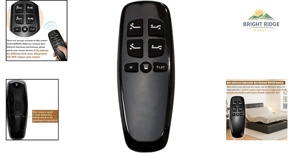 Non-Universal Remote for Adjustable Beds, Ergonomic Button Control Design