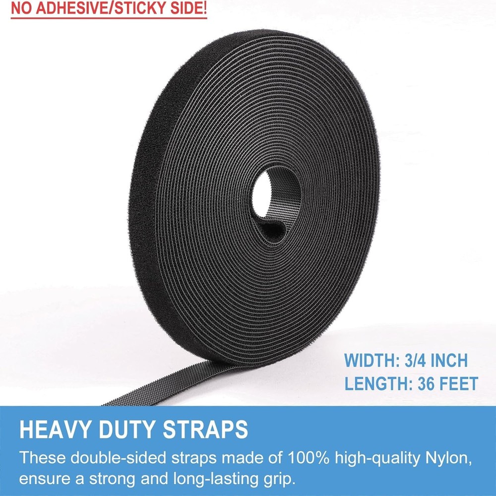 3/4In X 36Ft | Hook and Loop Straps Heavy Duty | Double Sided Self-Gripping Stri