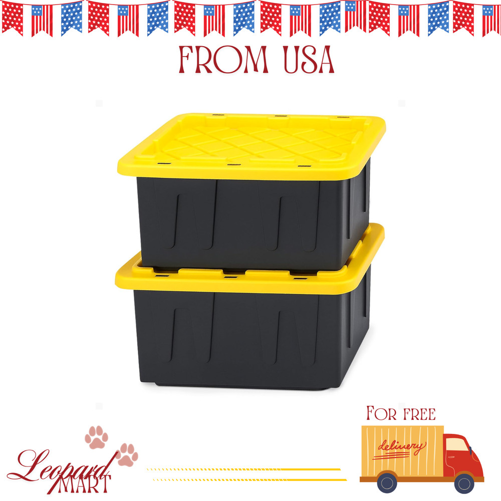 2-Pack, Heavy Duty Plastic Storage Bins with Lids