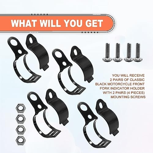2 Pairs Aluminium Alloy Motorcycle Fork Indicator Brackets, Universal