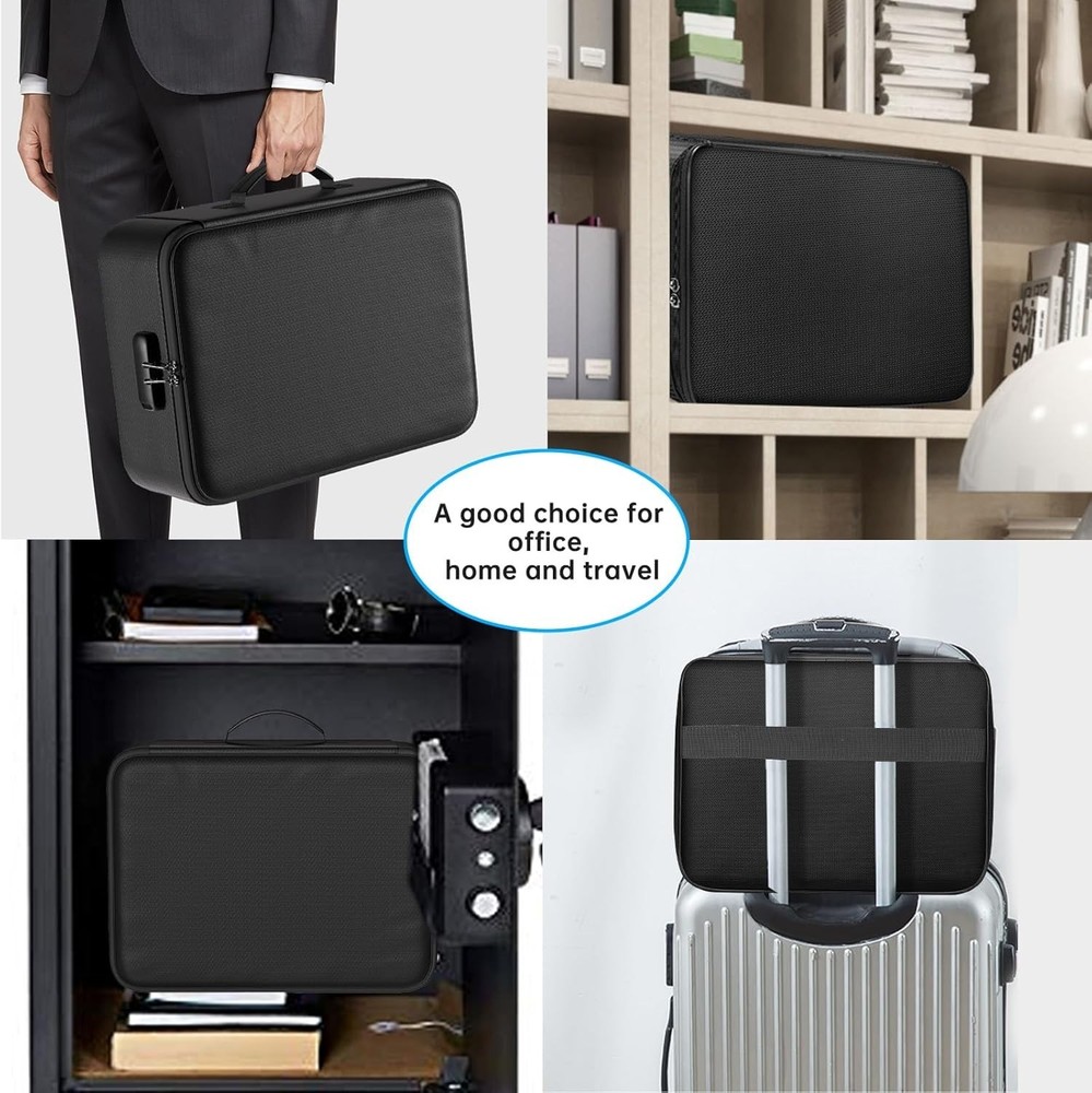 Fireproof Document Bag with Lock, 5 Layers Protection