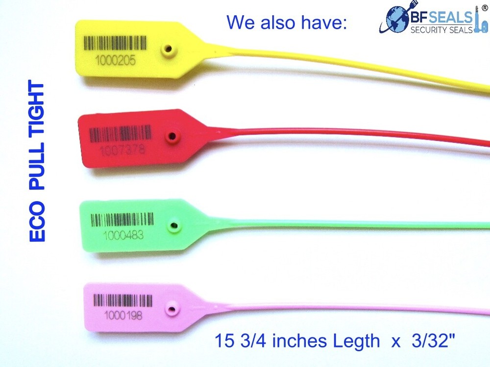 Plastic Seal DE, 100 pcs, 16" numbered, Barcode, Green color, BF-12DE12