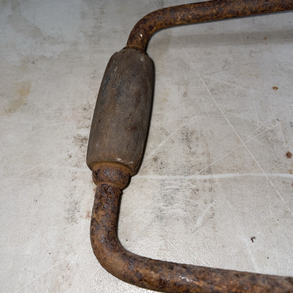 Vintage Hand Drill 10” Sweep Rusted But Working With Bit