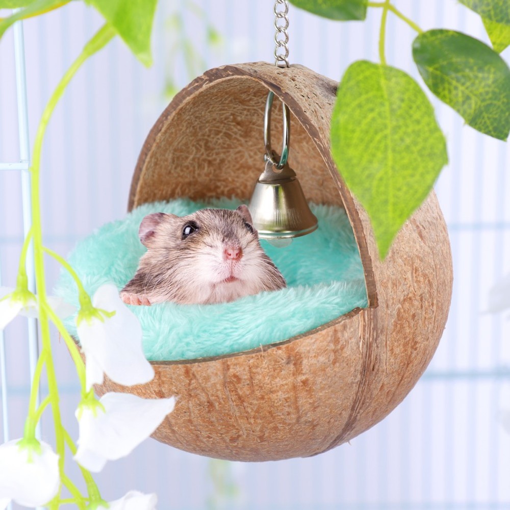 Hamster Sleeping Bed Coconut Shell Nest Cushion for Guinea Pig Squirrel
