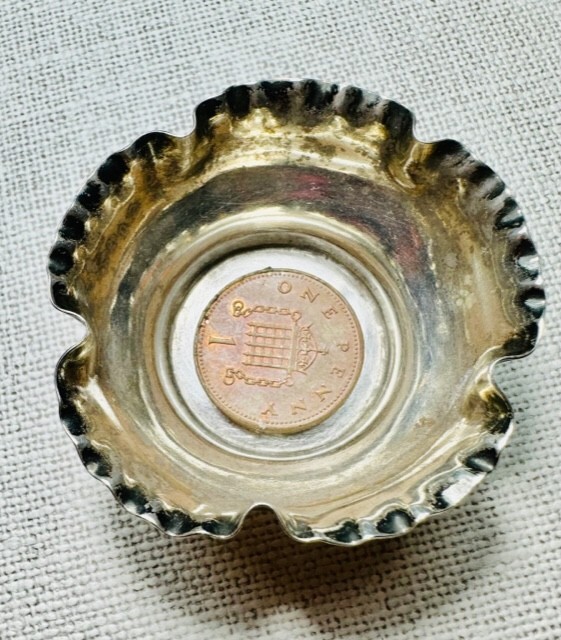 Cute Small Antique Solid Hallmarked Silver Dish