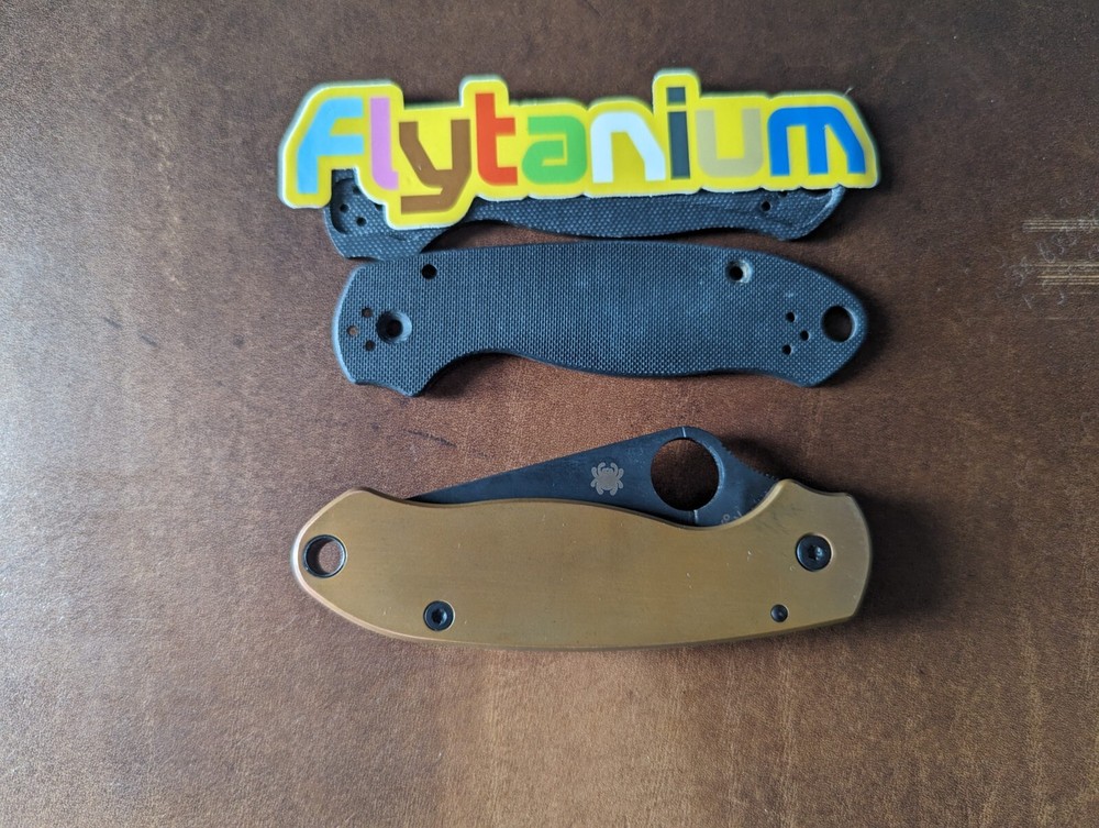 Spyderco Para 3 custom copper Flytanium scales