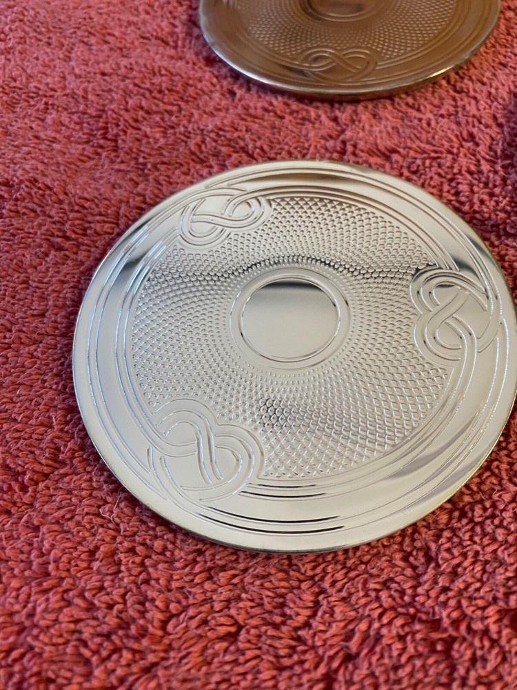 Silver plated coasters Celtic heart design