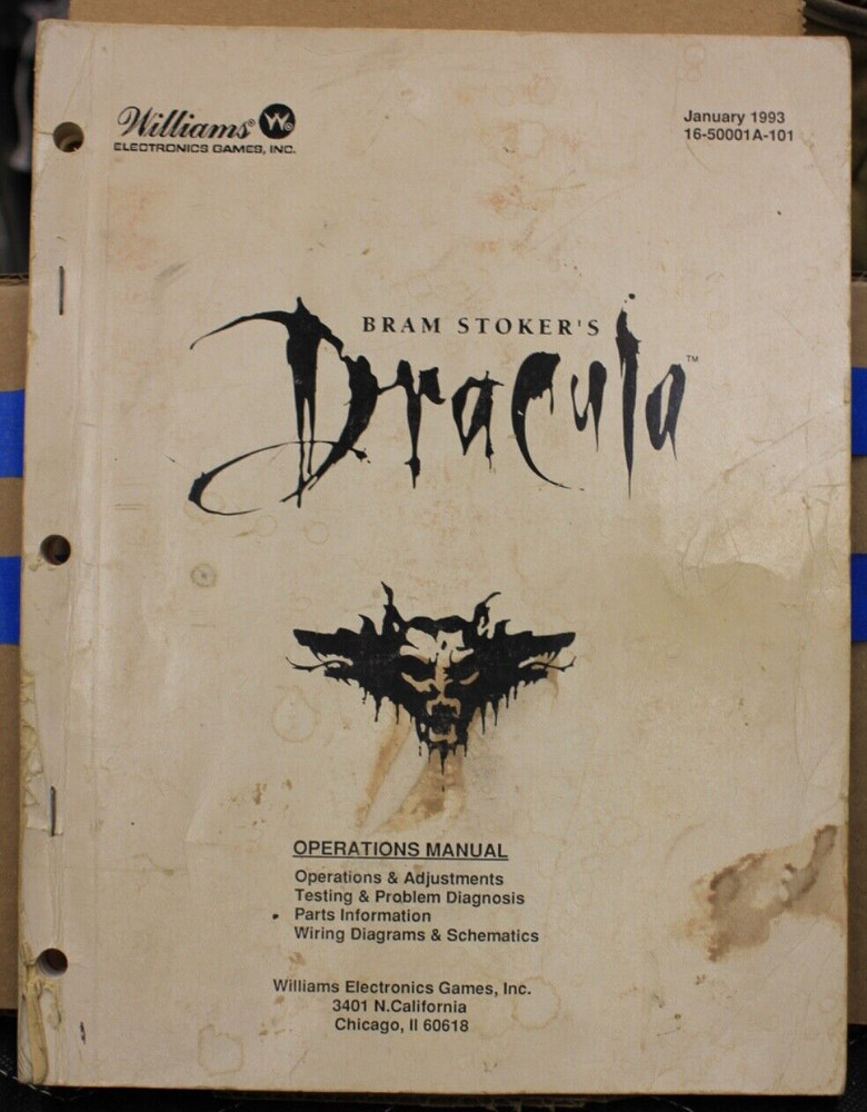 Bram Strokers Dracula Pinball Operations Manual - Williams