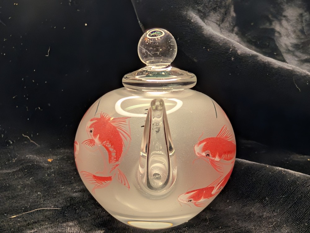Handmade Reverse Painted Glass Tiny 3in Teapot Chinese