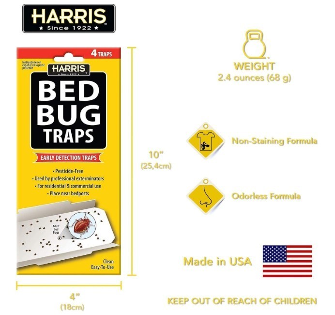 Harris Bed Bug Early Detection Glue Traps (4/Pack)