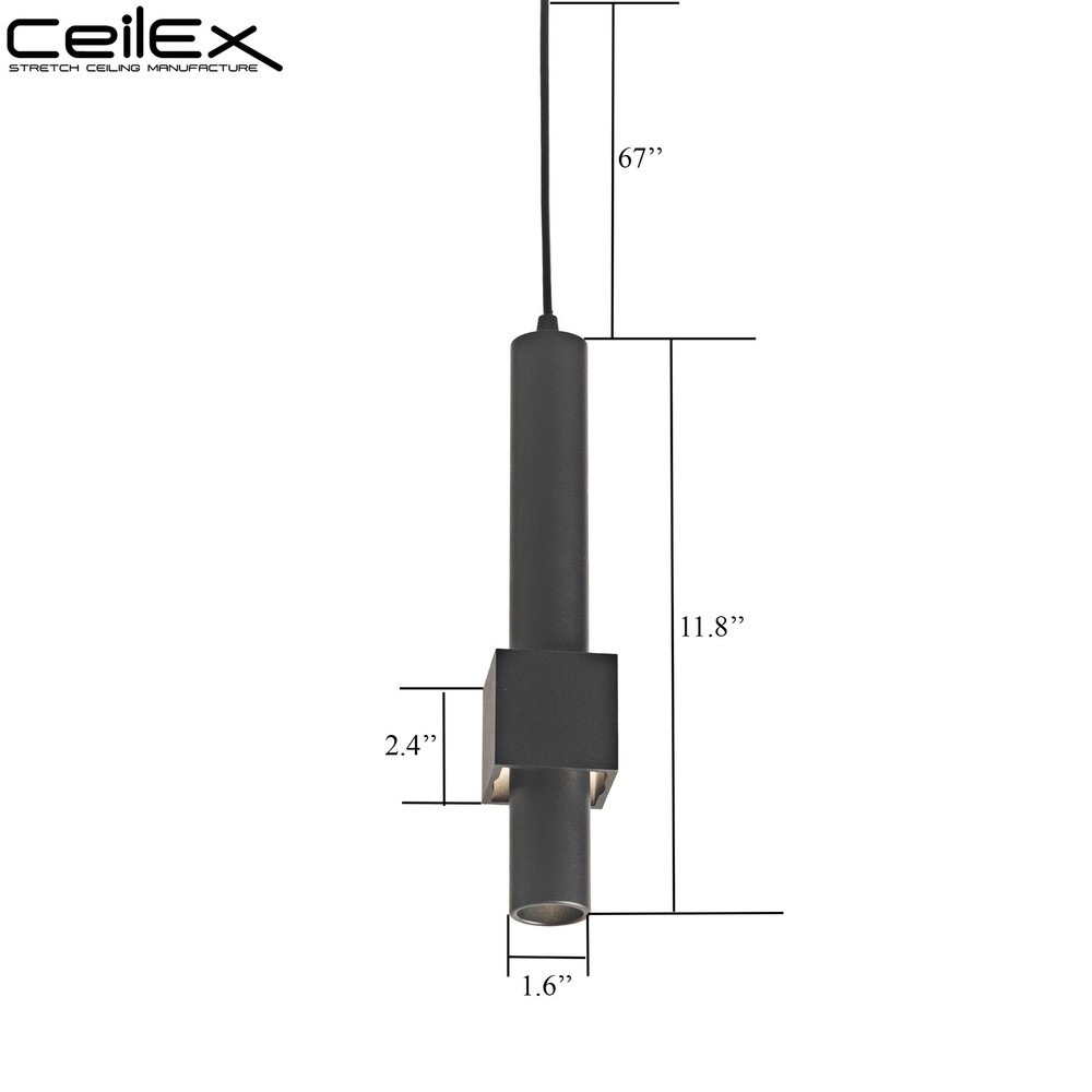 Ceilex AS-D20-040-10F - 10W Black Hanging Light (Outer Square Inner Circle)