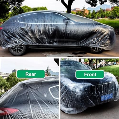 4 Pack Universal Disposable Car Covers - Waterproof Plastic Car Cover L 4Pack