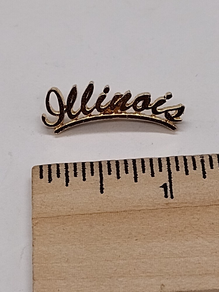 ILLINOIS Cursive Gold Tone Letters Lapel Pin