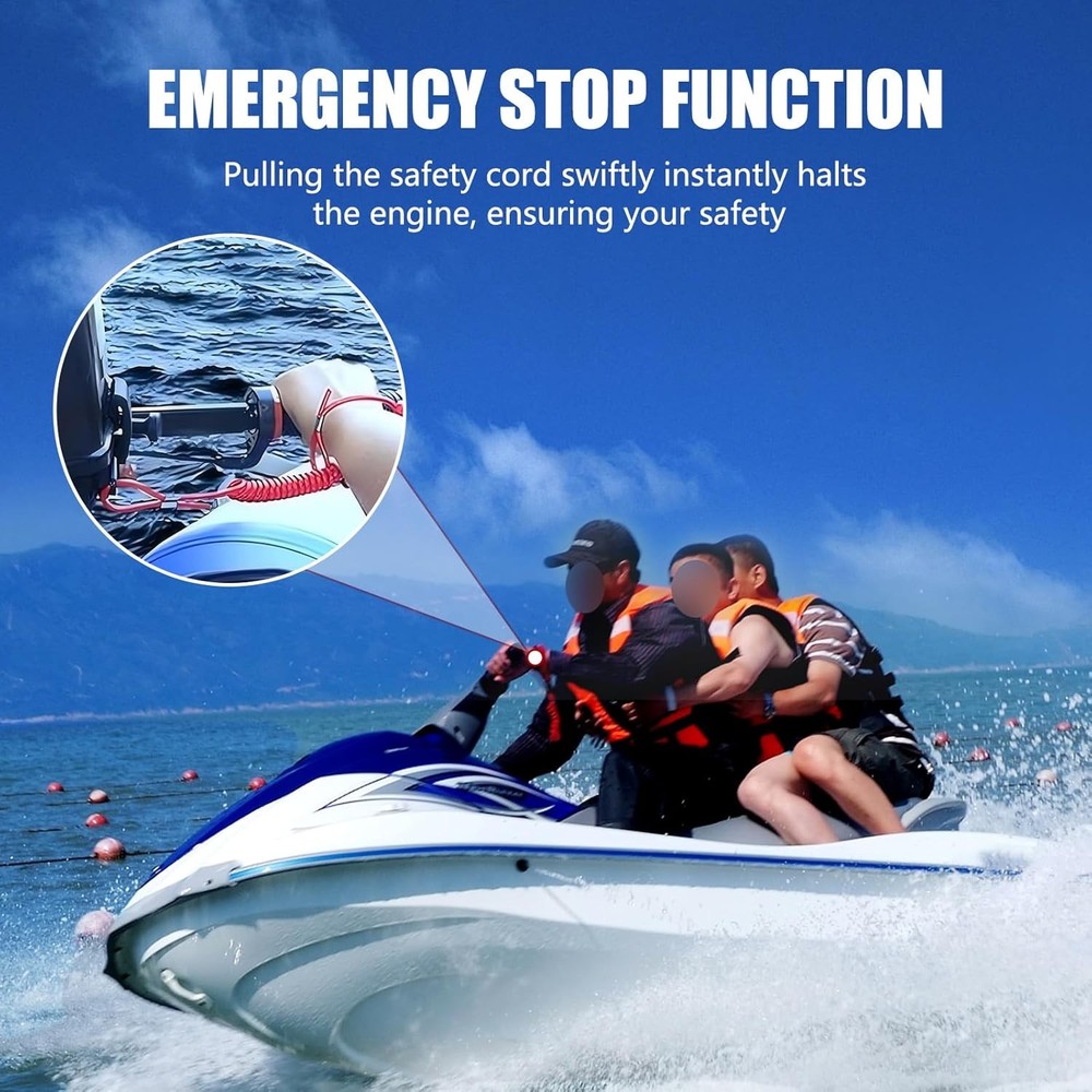 1 PC Motorcycle Boat Safety Kill Stop Switch, with Connector Tether Lanyard, Bea