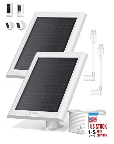 Solar Panel for Ring Cameras,Compatible with Ring Stick 2.4W-2 Pack White
