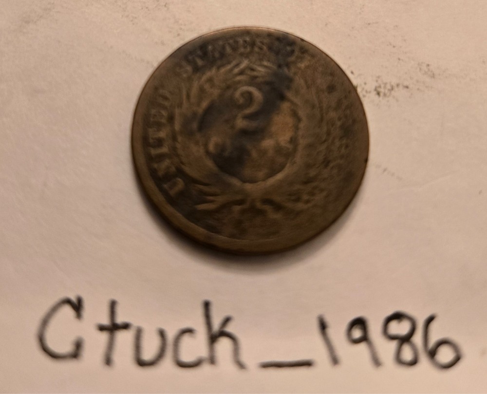 1865 "Union Shield" Copper Two-Cent Coin, AG Condition GUARANTEED AUTHENTIC!