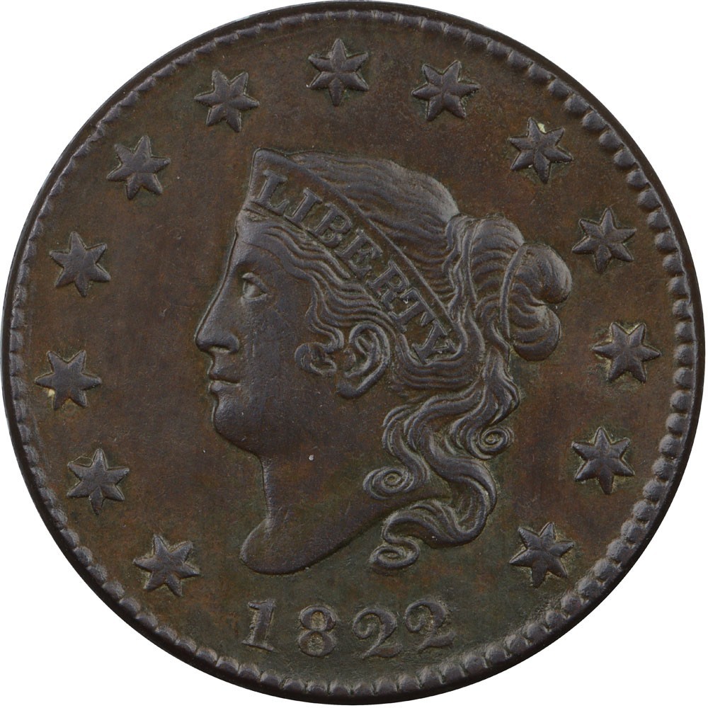 1822 N-3 Coronet Large Cent R2 DWMD Collection EF+ net EF