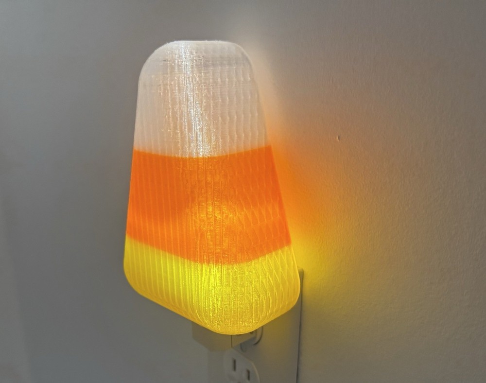Halloween Candy Corn Nightlight - Spooky LED Plug-In Decor - Unique 3D Printed