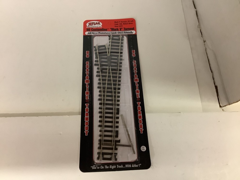 Atlas #391  HO scale  Code 100  #4  Customline Mark V left turnout"