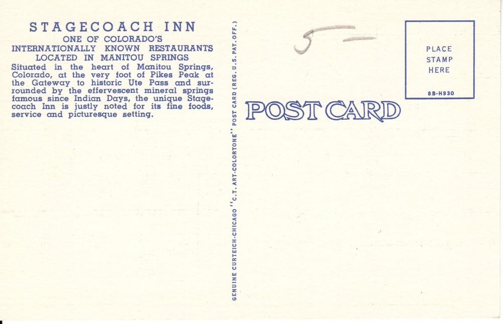 STAGECOACH INN, MANITOU SPRINGS, CO - PC1886