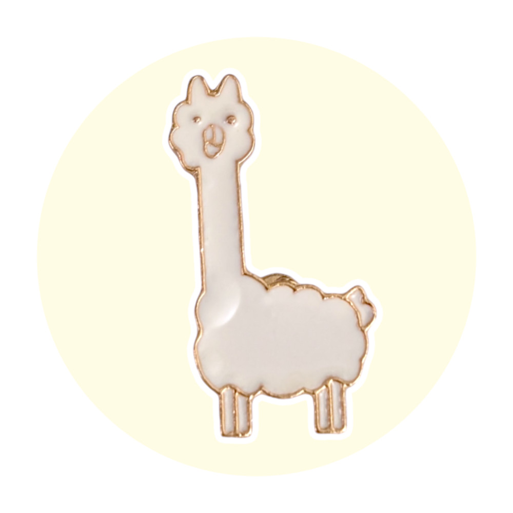 Animal Enamel Pin: Tiny White Alpaca, Llama