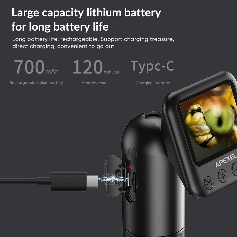 APEXEL Pocket Handheld 800X Microscope Digital Microscope Camera LCD Screen USB