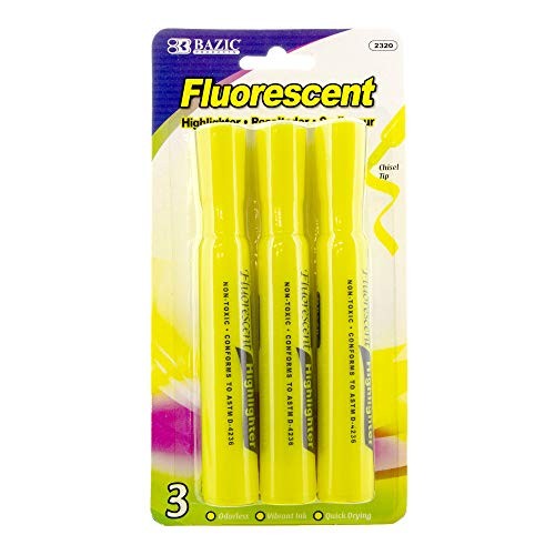 BAZIC PRODUCTS Highlighter Yellow Color Chisel Tip large Professional Matte