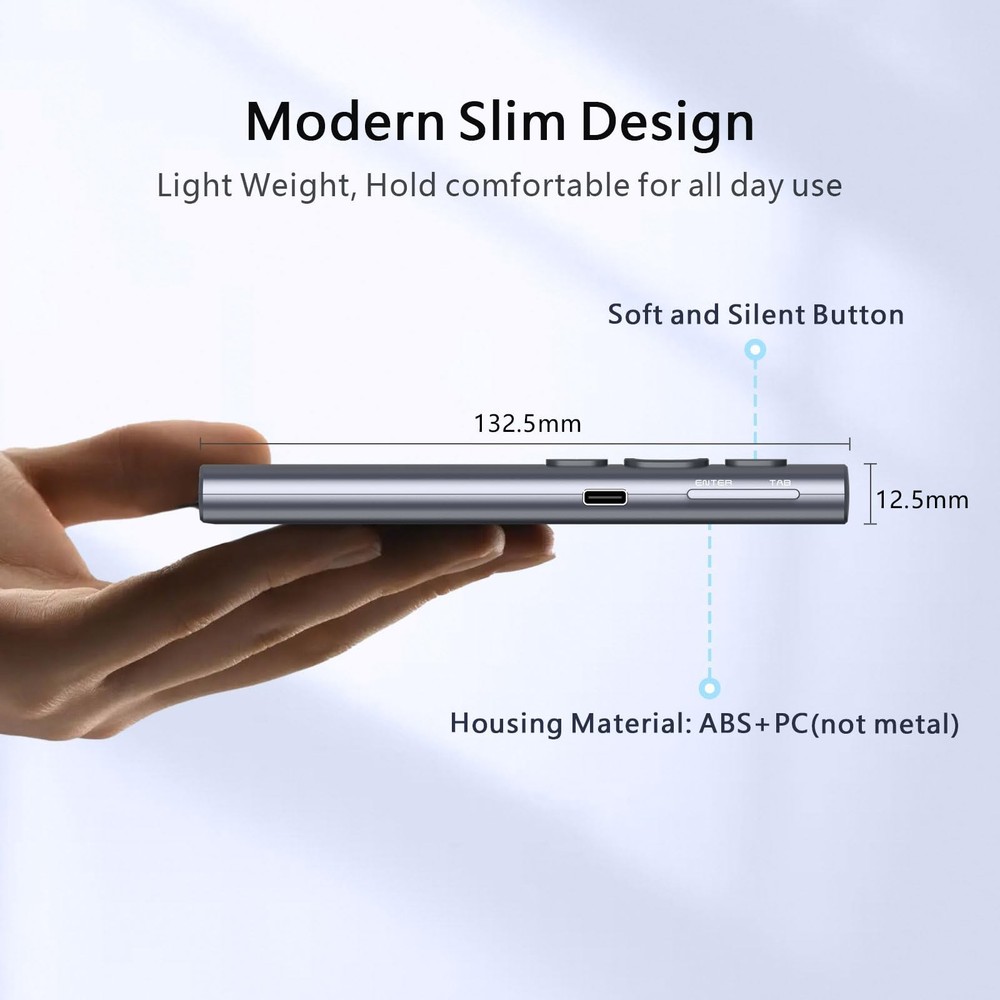 Norwii N95 Bluetooth Presentation Clicker with USB-A Receiver, PowerPoint Cli...