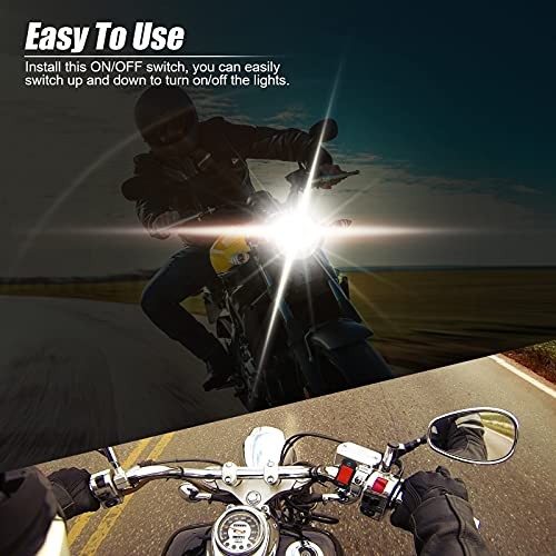 3 Pieces Motorcycle Headlight Switch Handlebar Toggle Switch 7/8 Inch 22 Red