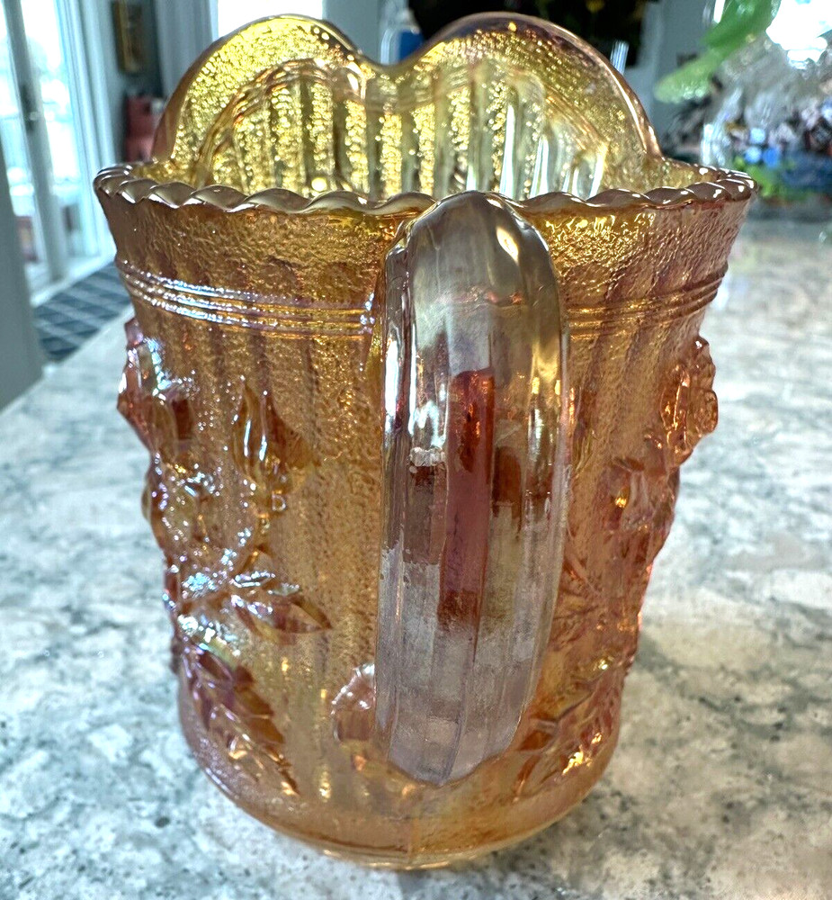 IMPERIAL CARNIVAL GLASS MARIGOLD LUSTER ROSE, PITCHER