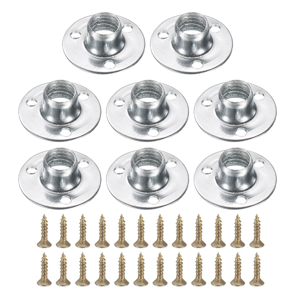 8Pcs Round Nut T Nuts, M10 3 Hole Iron Nuts, Height 8.2mm, Silver