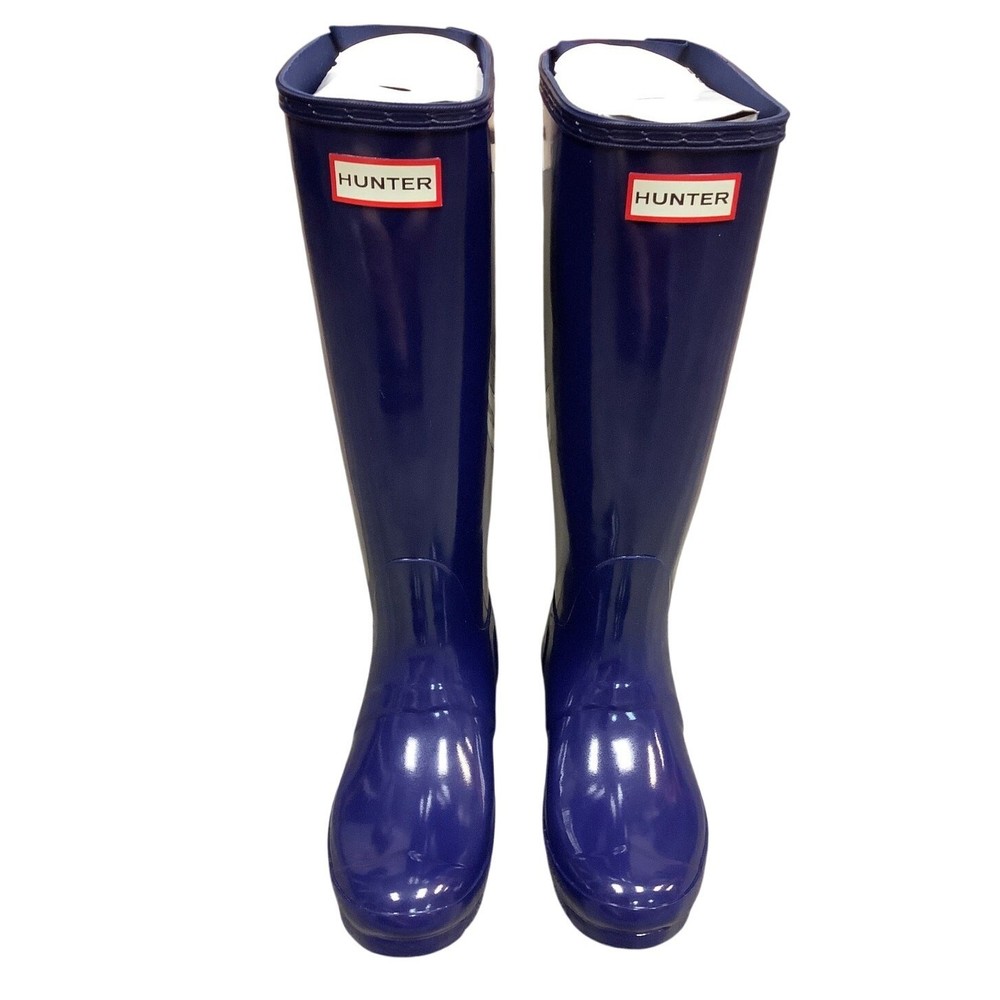 HUNTER Size 6 Melody Blue Original Back Adjustable Gloss Rain Boots LM1-21