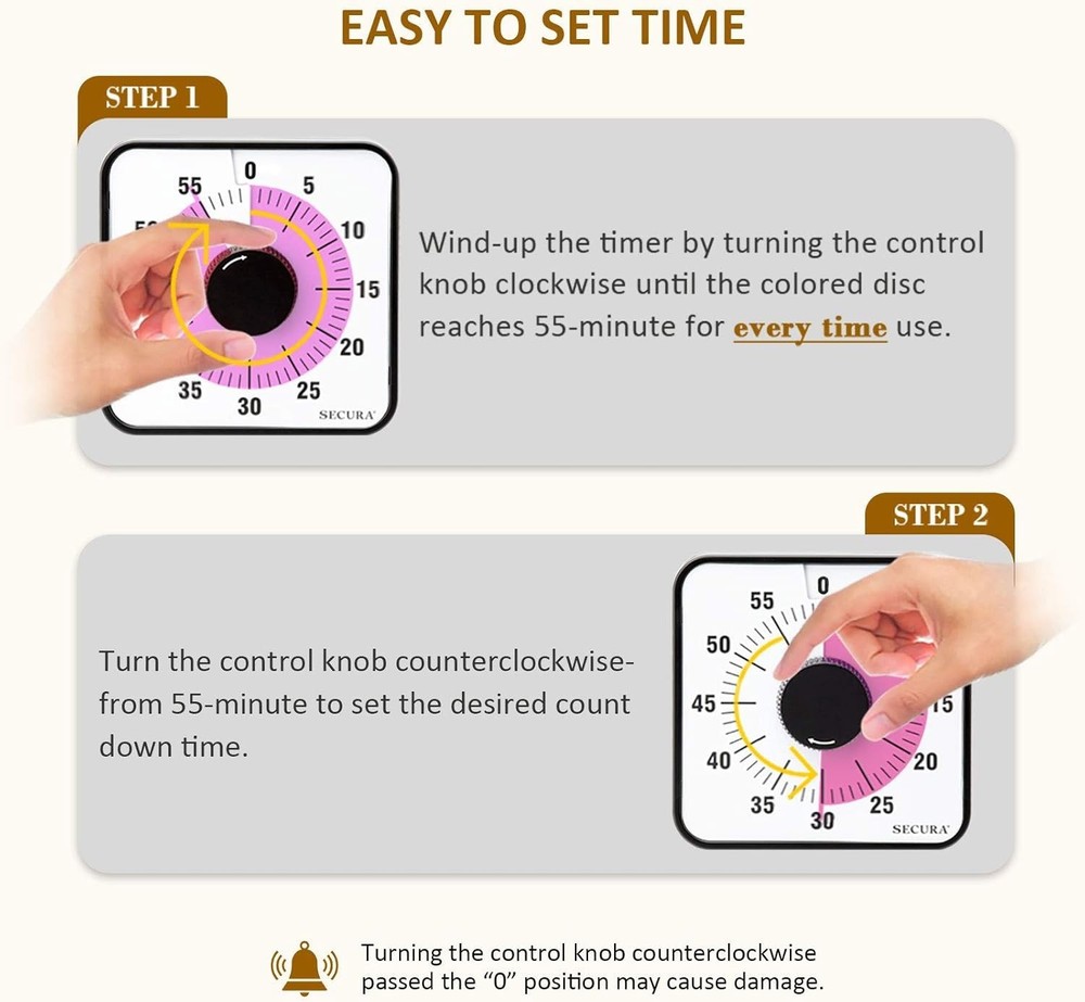 60-Minute Visual Countdown Timer, 7.5-Inch Oversize Classroom Visual Timer fo...