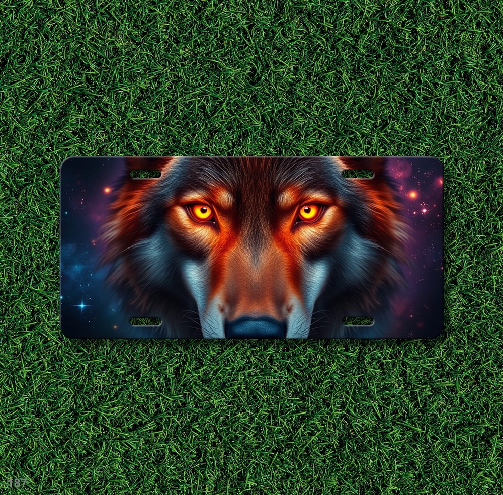 Bold Wolf License Plate Custom Universal Fit Plate Anniversary Gift
