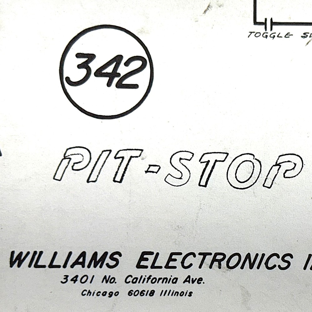 Williams Pit-Stop Pinball Machine Game Manual Schematics ORIGINAL