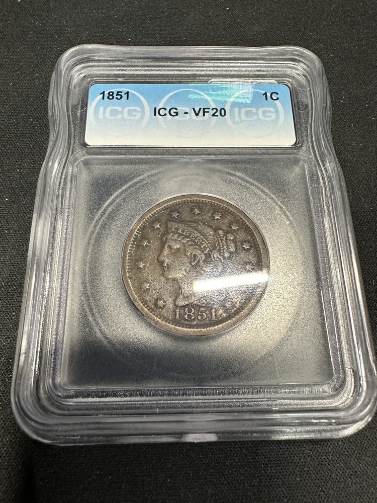 1851 Large Cent ICG VF20
